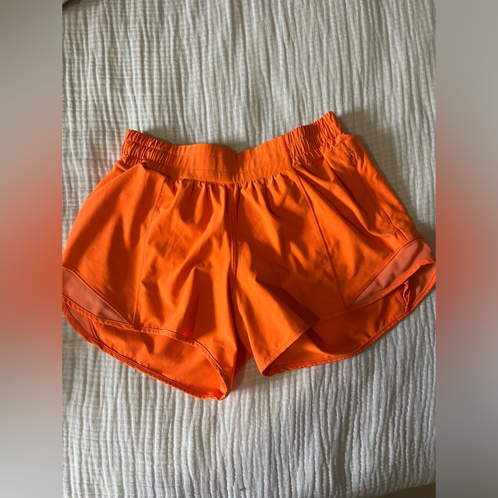Neon orange lulu shorts